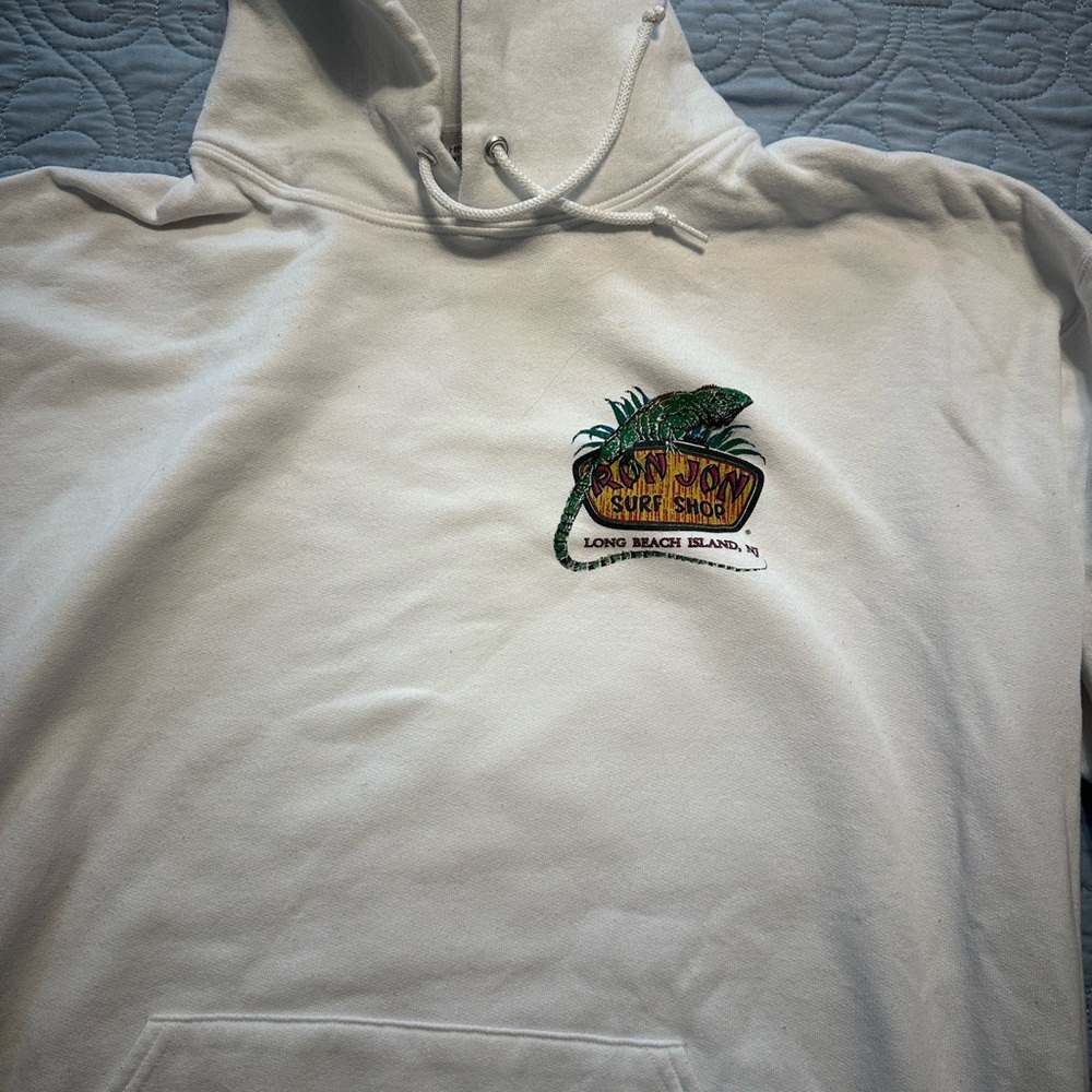 Ron Jon White Hoodie with Colorful Surf Logo